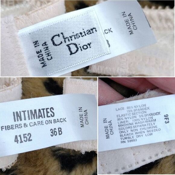 Christian Dior VTG 70s 80s Ivory Satin Lace Wireless Padded Bra 36B - Picture 14 of 14